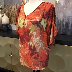 Abstract Print Orange Top